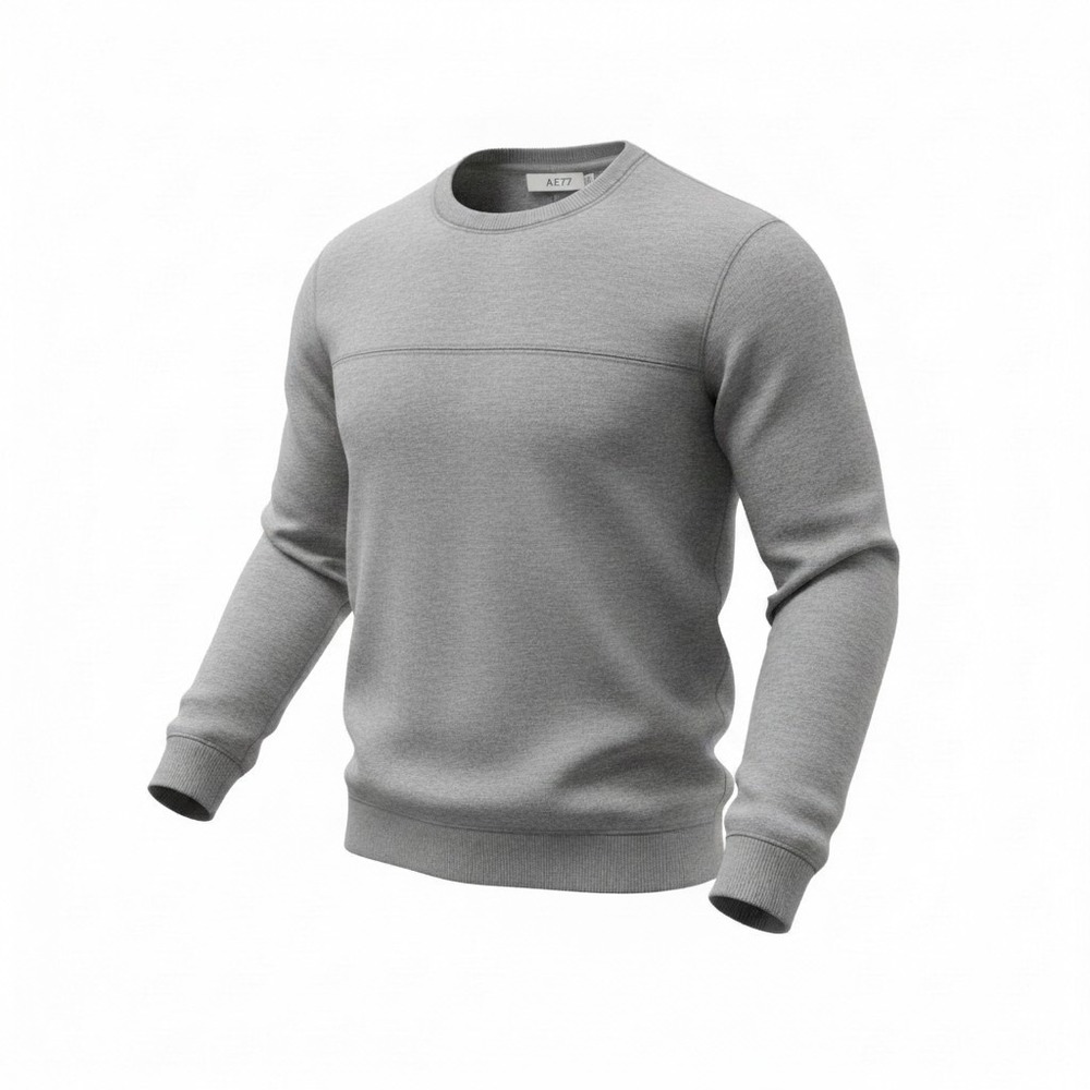 AE77 Minimalist Long Sleeve Crewneck T-Shirt Men S Gray Basic Sustainable Light
